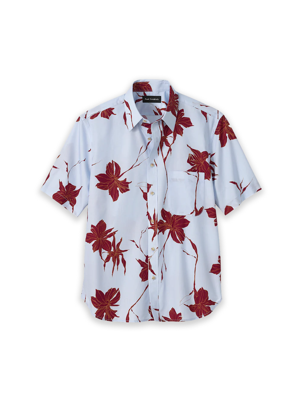 Cotton Botanical Casual Shirt - Blue/burgundy
