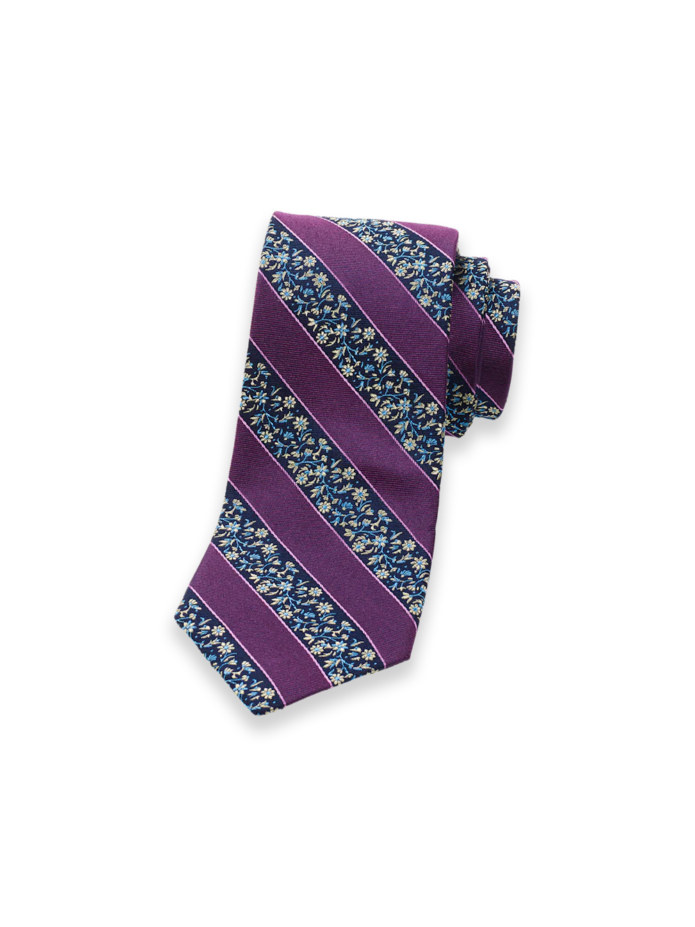 Floral Woven Silk Tie - Purple/navy