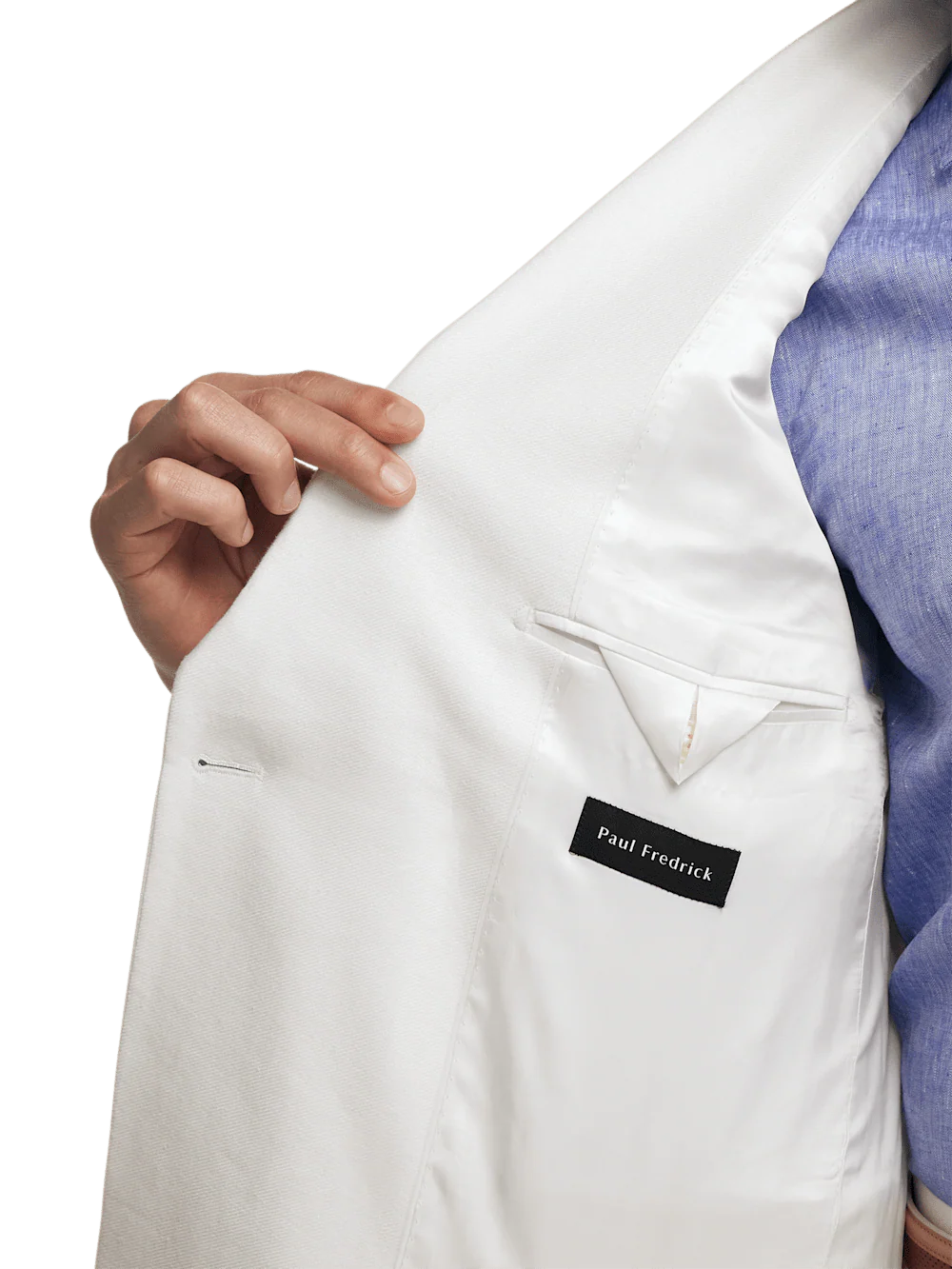 Linen Blend Peak Lapel Suit - White - Image 4
