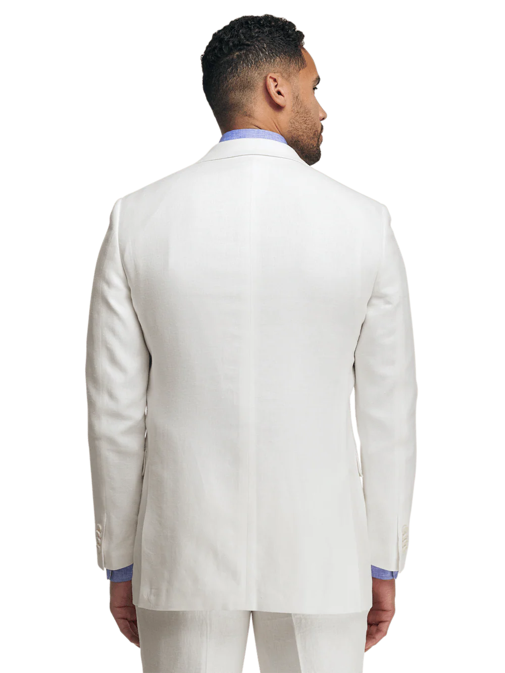 Linen Blend Peak Lapel Suit - White - Image 7