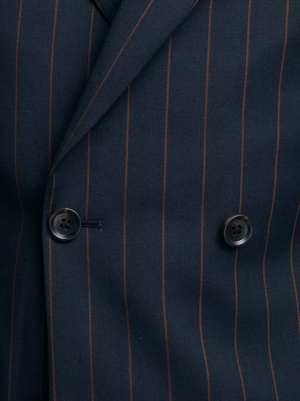 Navy/Brown Wool Stripe Double Breasted Peak Lapel Suit Jacket - Navy/brown - Image 5