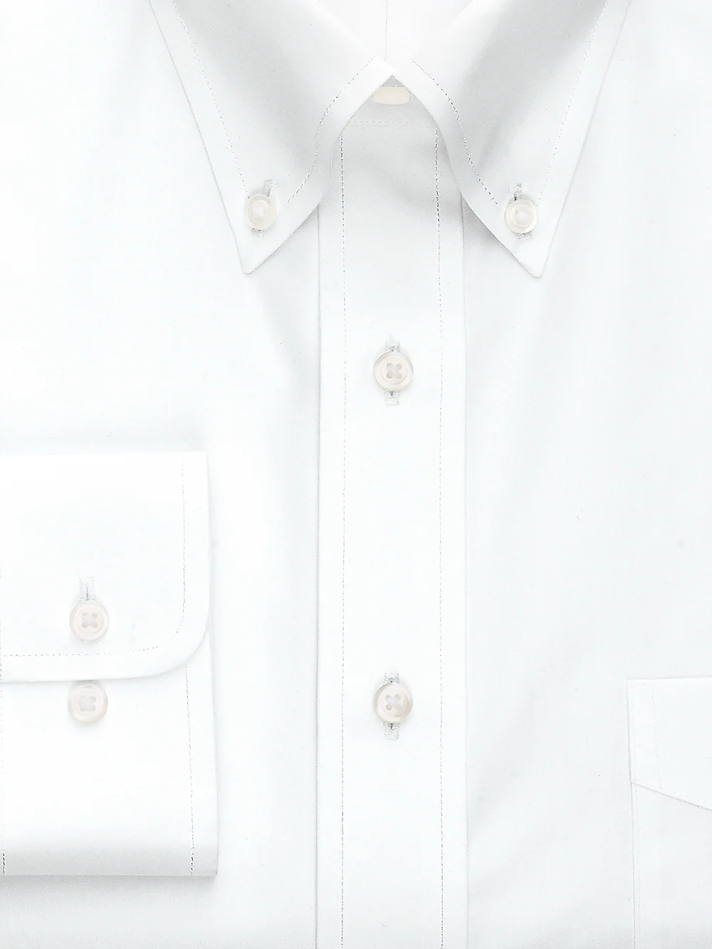 Non-Iron Cotton Broadcloth Solid Color Button Down Collar Dress Shirt - White - Image 2