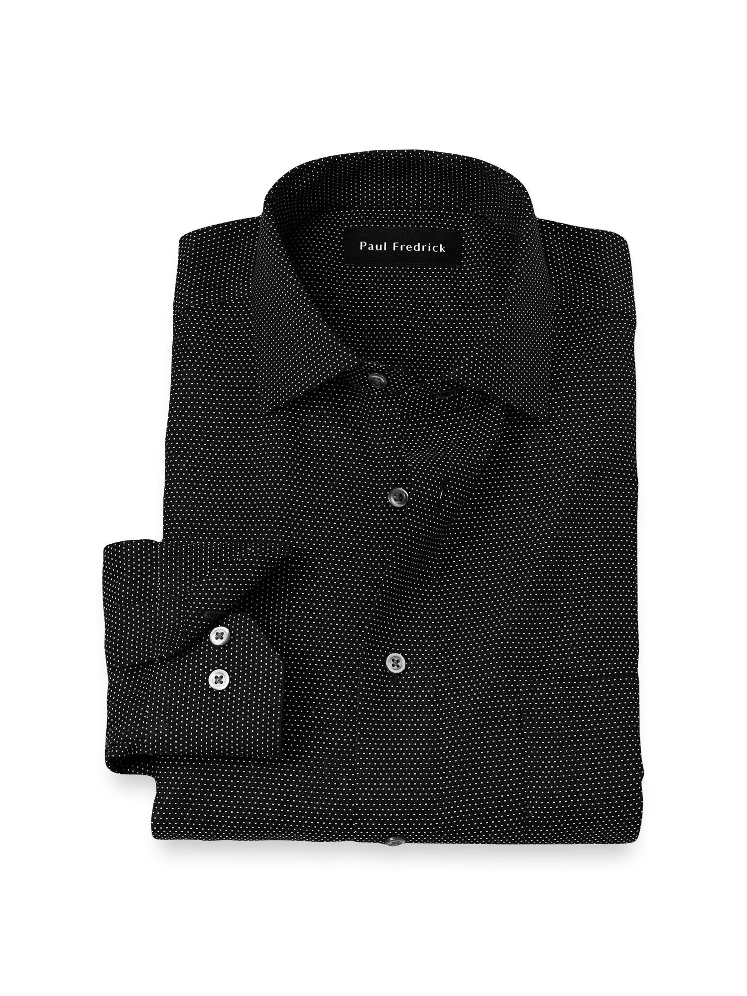 Non-Iron Cotton Dot Dress Shirt - Black