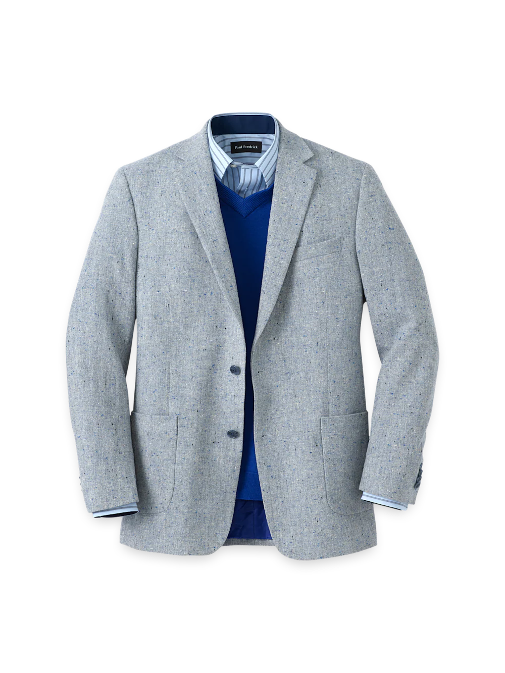 Wool Donegal Single Breasted Notch Lapel Sport Coat - Light Blue