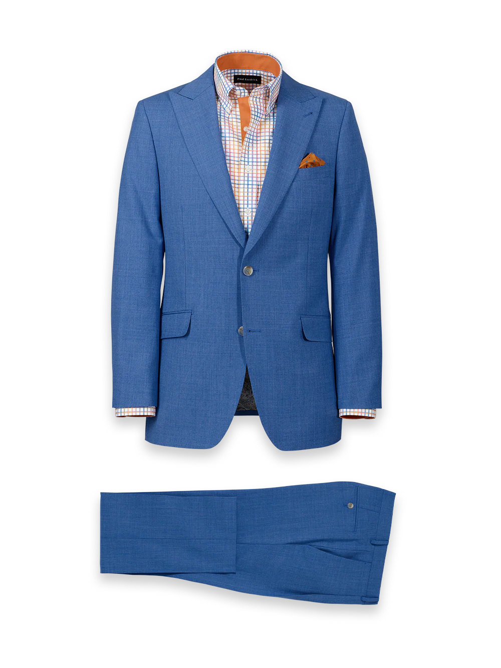 Wool Stretch Bengaline Peak Lapel Suit - French Blue